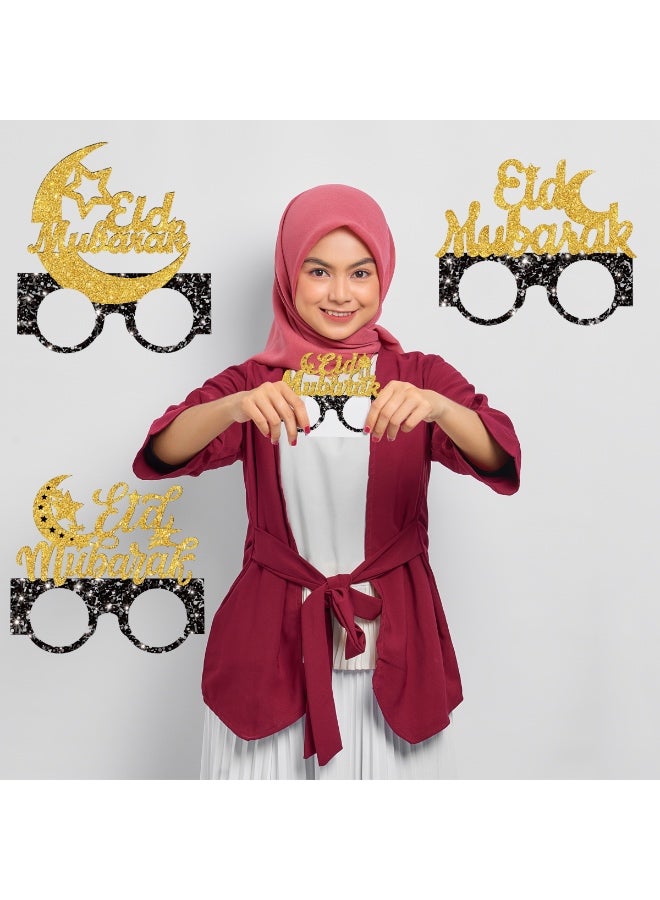 8 PCS Ramadan Kareem Eyeglasses Eid Mubarak Calstel Moon Paper Glasses Ramadan Mubarak Party Paper Glasses,Eid Al Adha Party Decorations for Islamic Muslim Party Decor - Image 4
